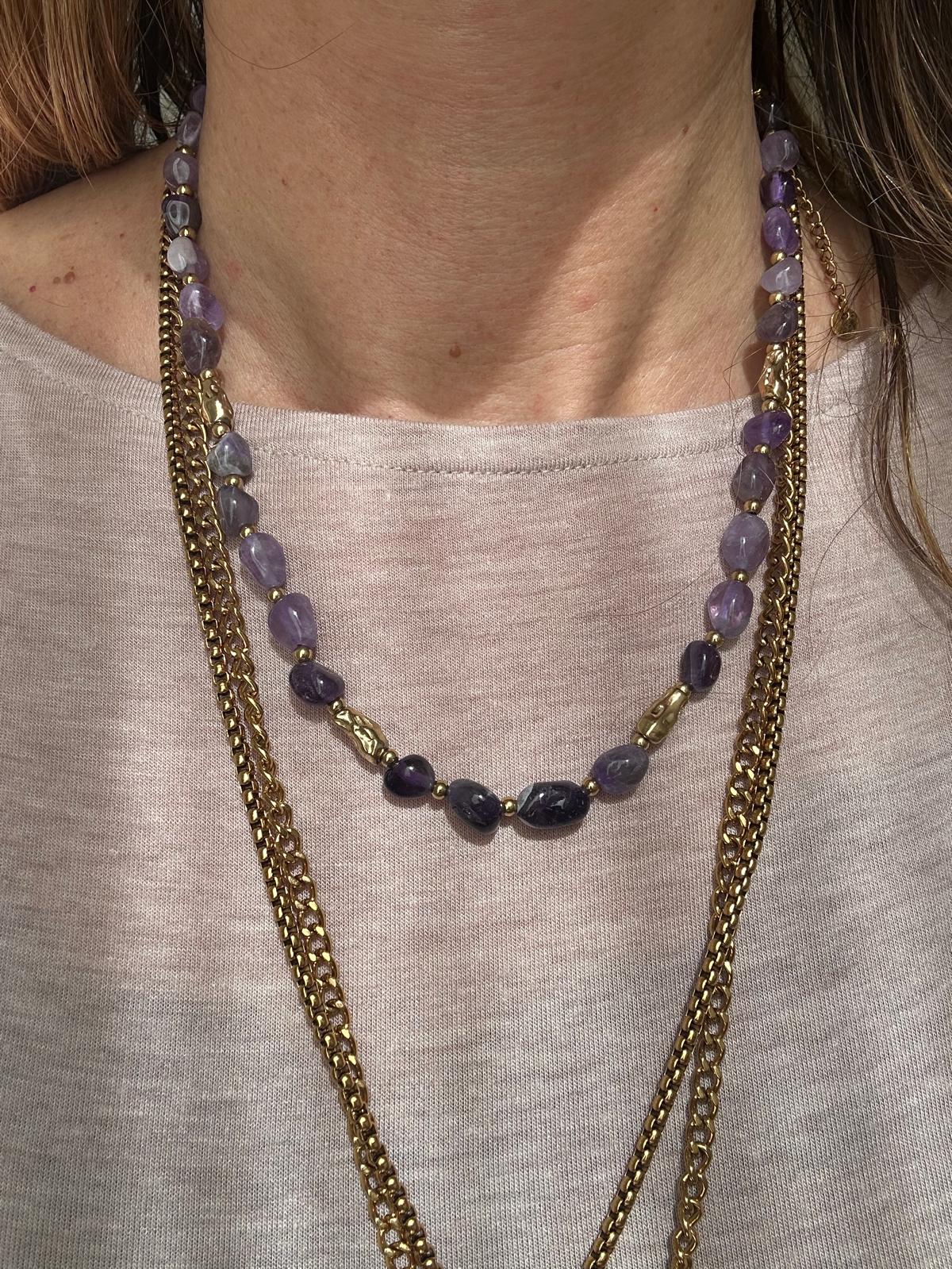 Collana in acciaio inossidabile e perle in pietra naturale "Blush"