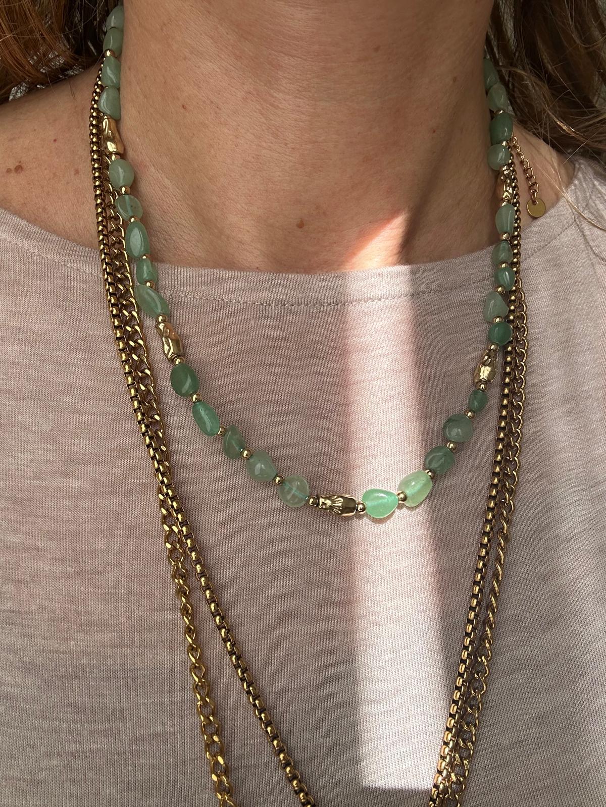 Collana in acciaio inossidabile e perle in pietra naturale "Blush"
