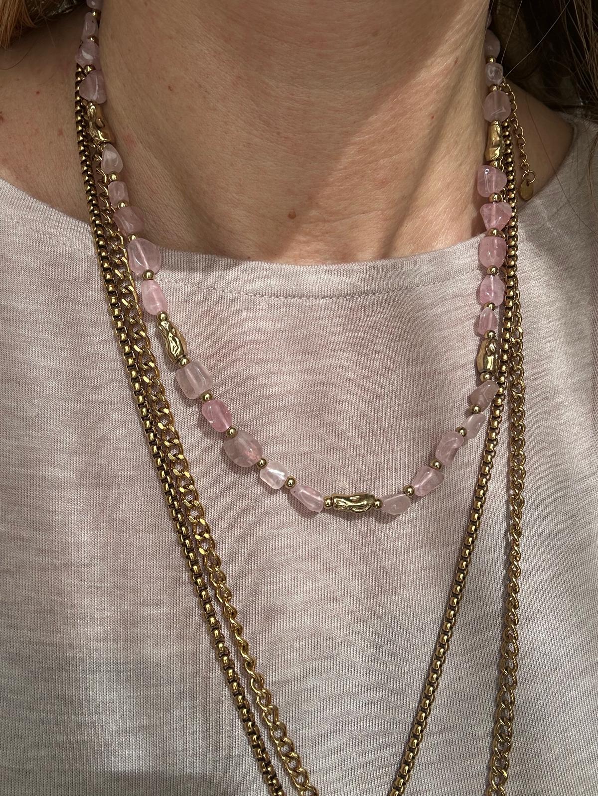 Collana in acciaio inossidabile e perle in pietra naturale "Blush"