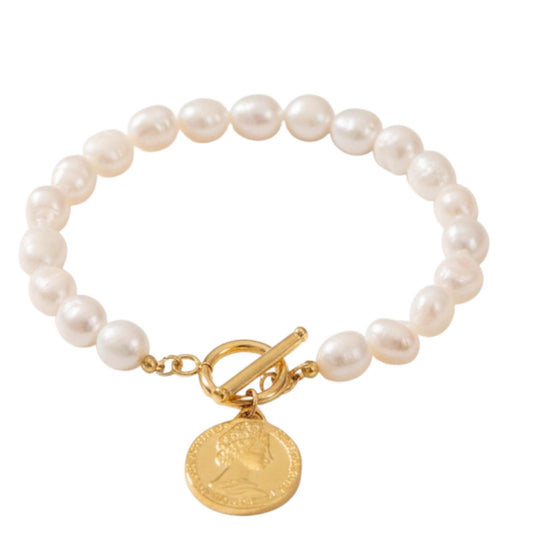 Bracciale in acciaio inossidabile e perle d'acqua dolce "Tilia"
