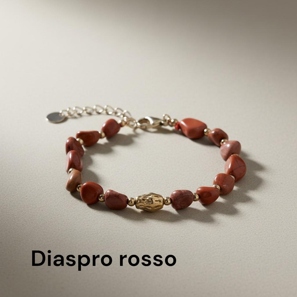 Bracciale con perle di pietra dura, vetro e cordino in lurex "Blush"