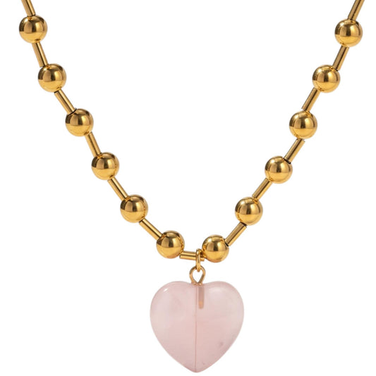 Collana in acciaio inossidabile placcata oro 18K e quarzo "Diletta"