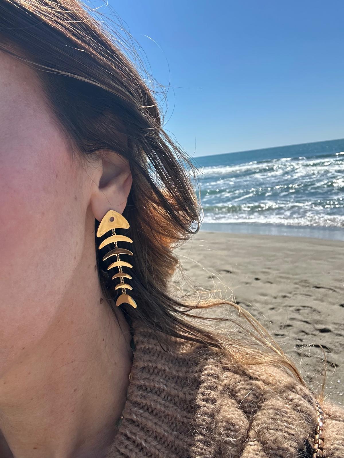 Orecchini in acciaio inossidabile anallergici e waterproof placcati oro 18K "Fisher"