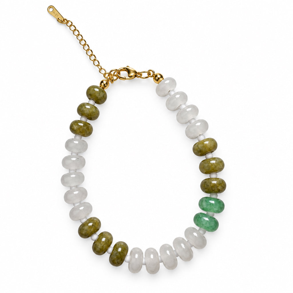 Bracciale con perle di pietra dura e acciaio inossidabile "Becky"