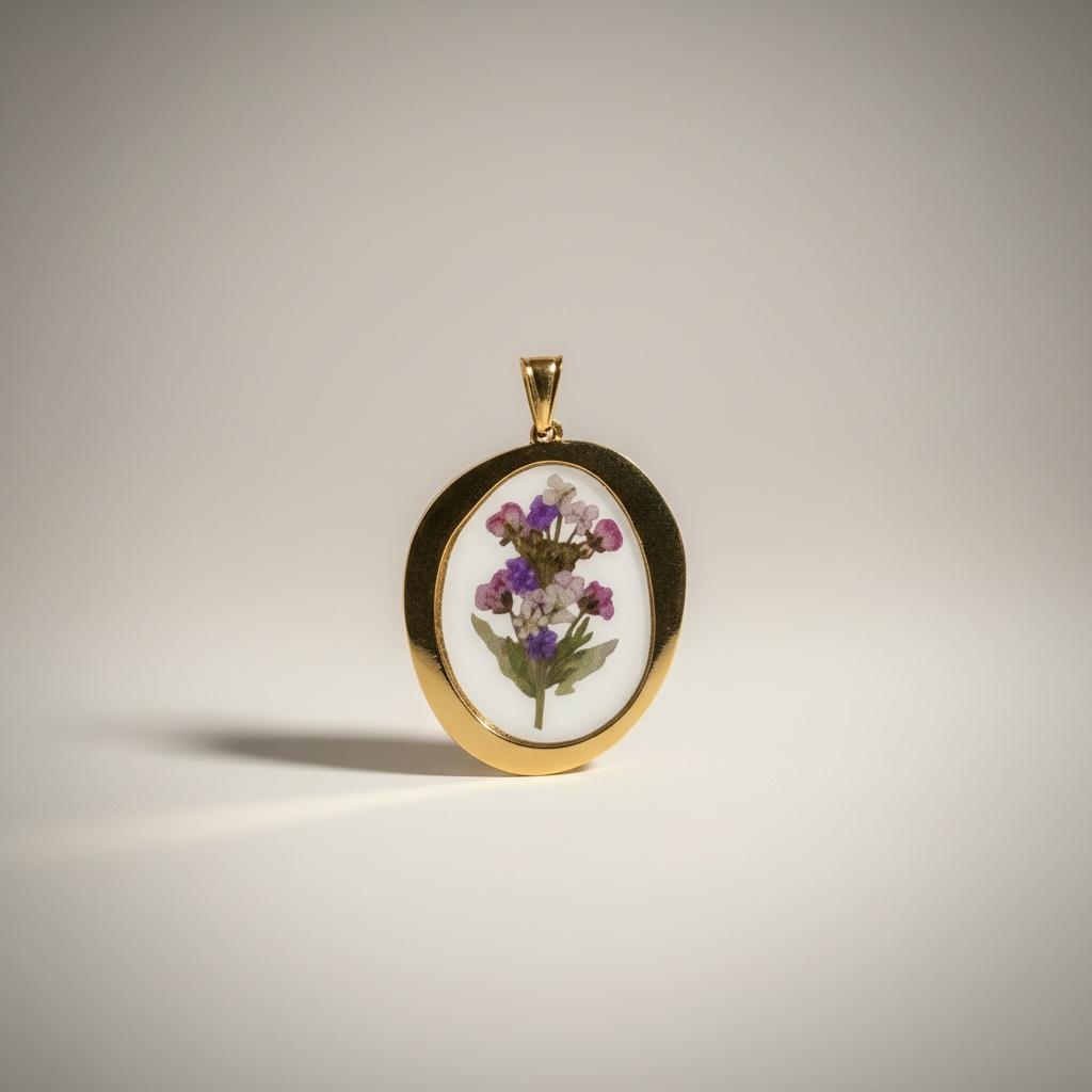 Ciondolo in acciaio inossidabile e resina "Viola"