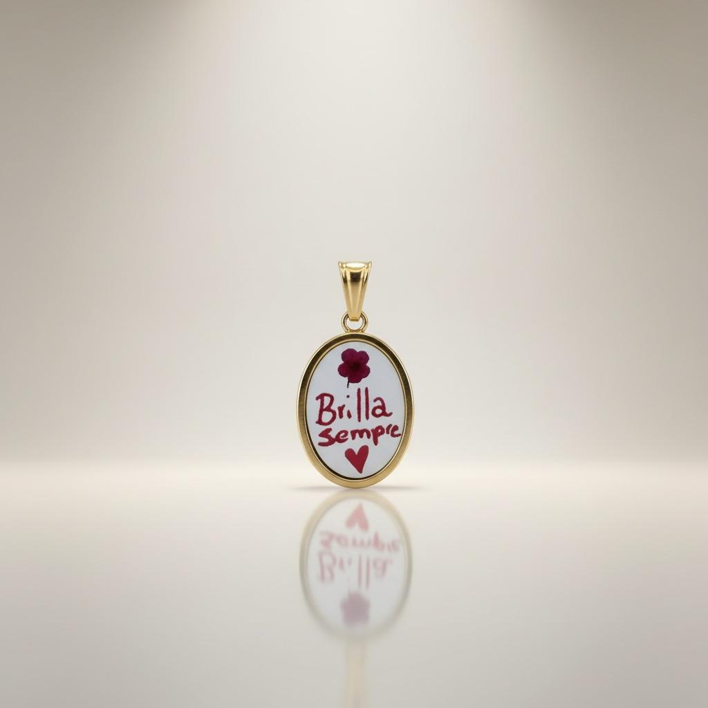 Ciondolo smaltato in acciaio inossidabile placcato oro 18K "Brilla Sempre"