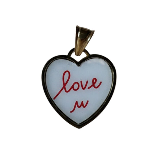 Ciondolo smaltato in acciaio inossidabile placcato oro 18K "Love u"