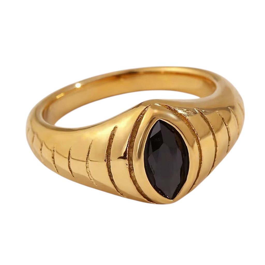 Anello in acciaio inossidabile e zircone anallergico e waterproof "Carmilla"