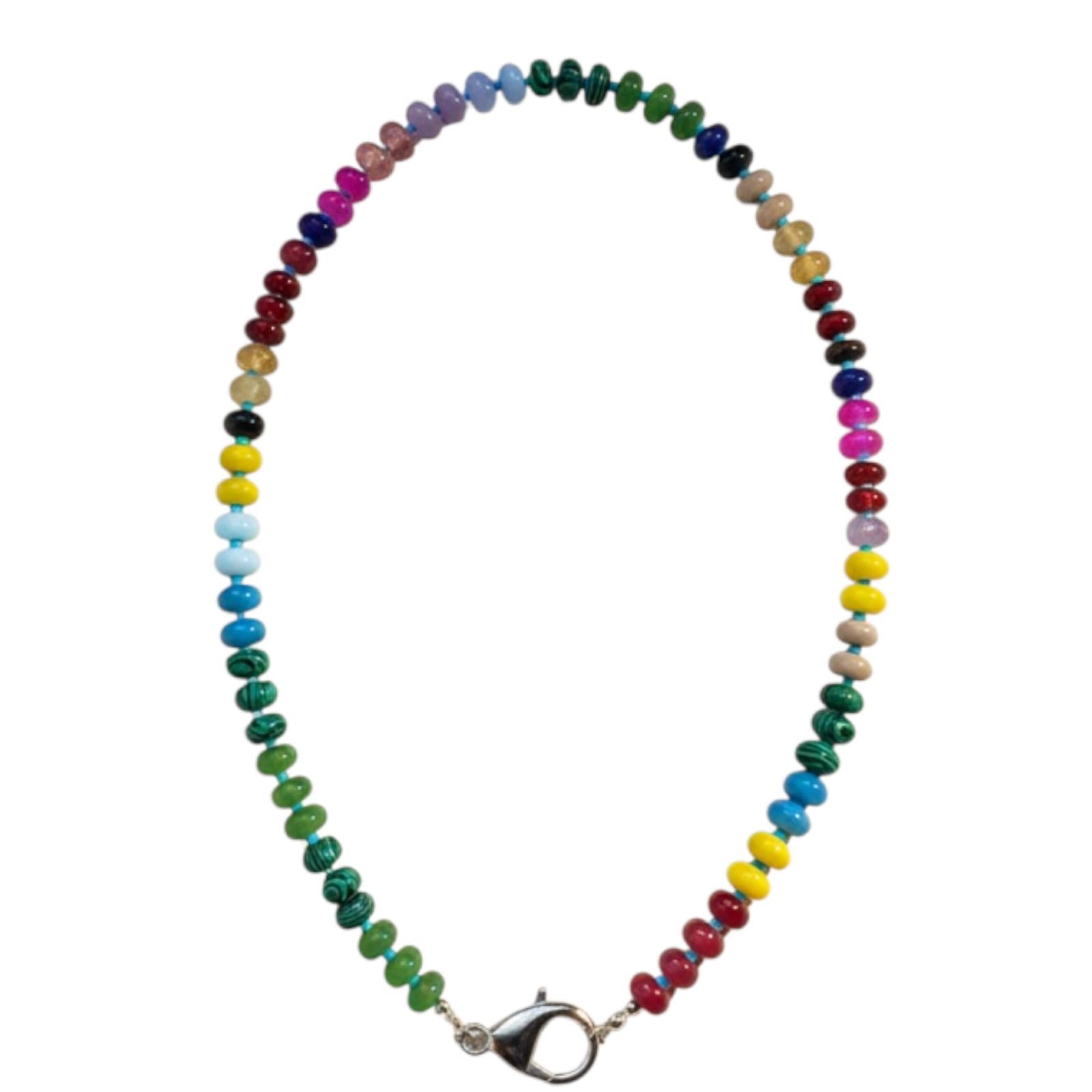 Collana in acciaio inossidabile e perle in pietra naturale "Debby"