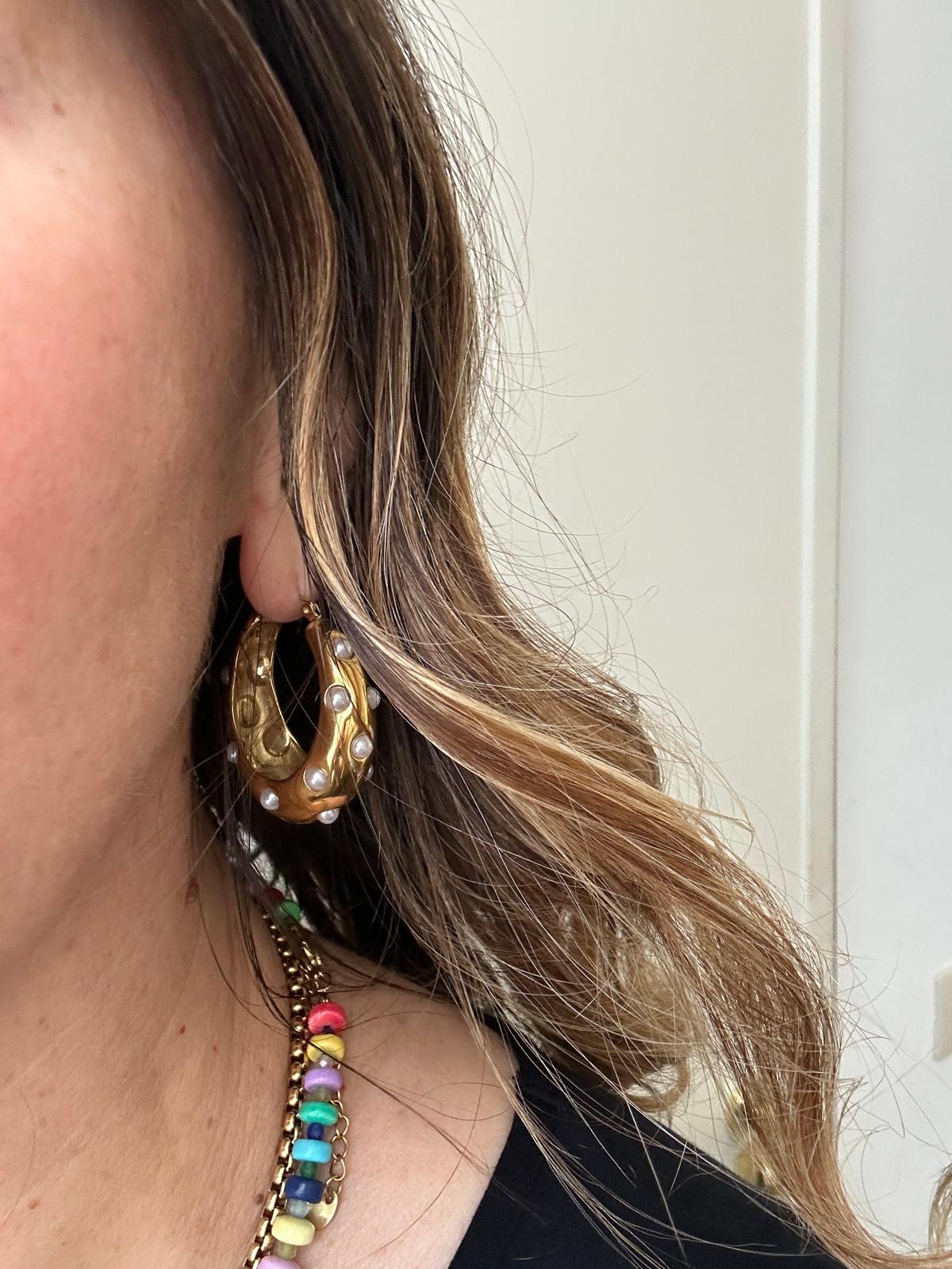 Orecchini in acciaio inossidabile anallergici e waterproof placcati oro 18K "Guenda"