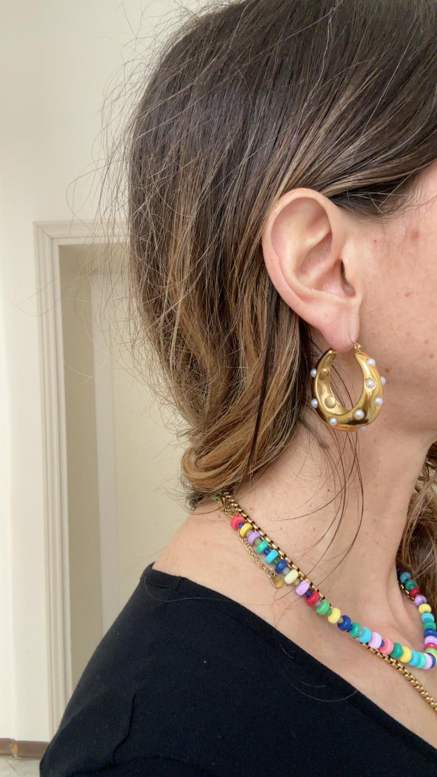 Orecchini in acciaio inossidabile anallergici e waterproof placcati oro 18K "Guenda"