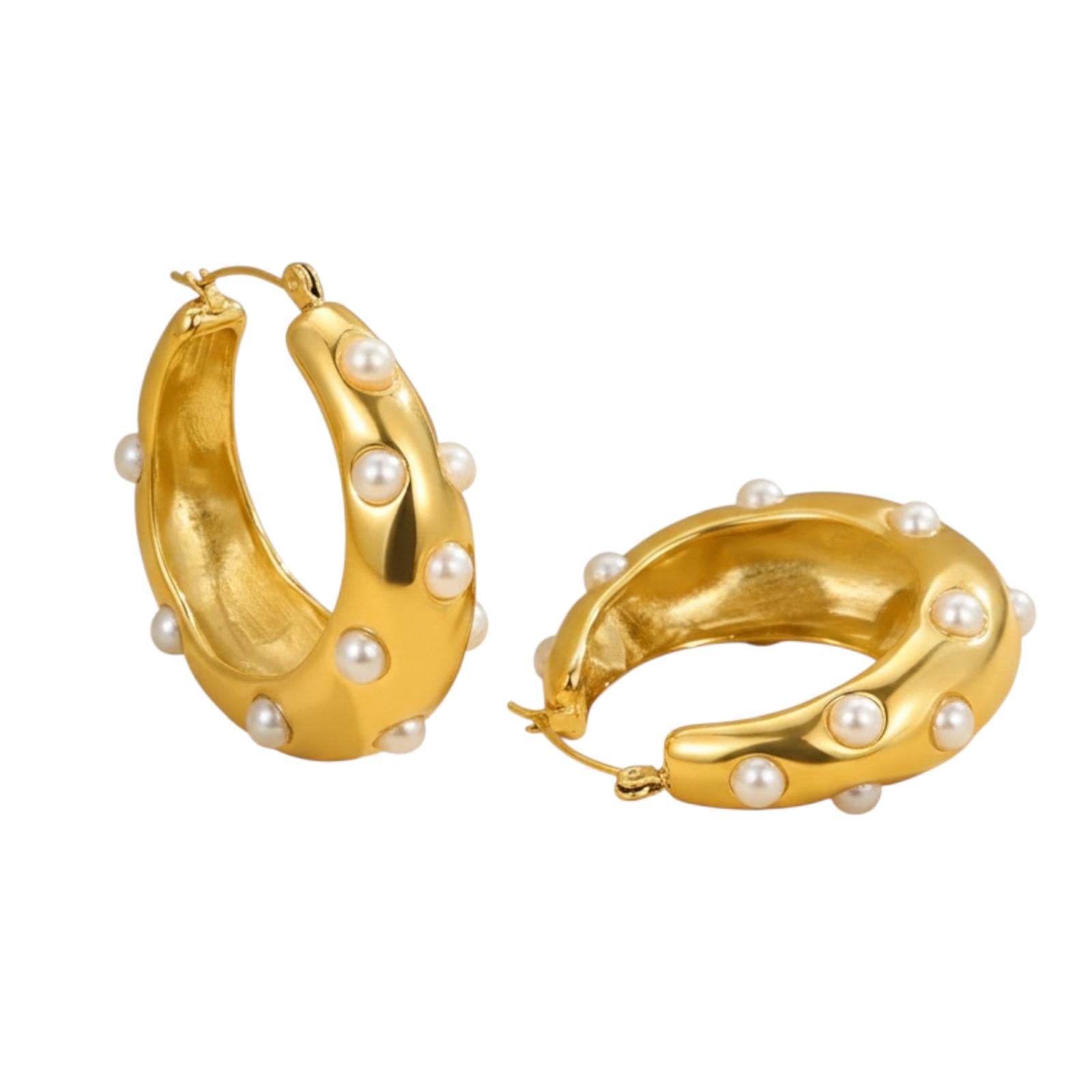Orecchini in acciaio inossidabile anallergici e waterproof placcati oro 18K "Guenda"