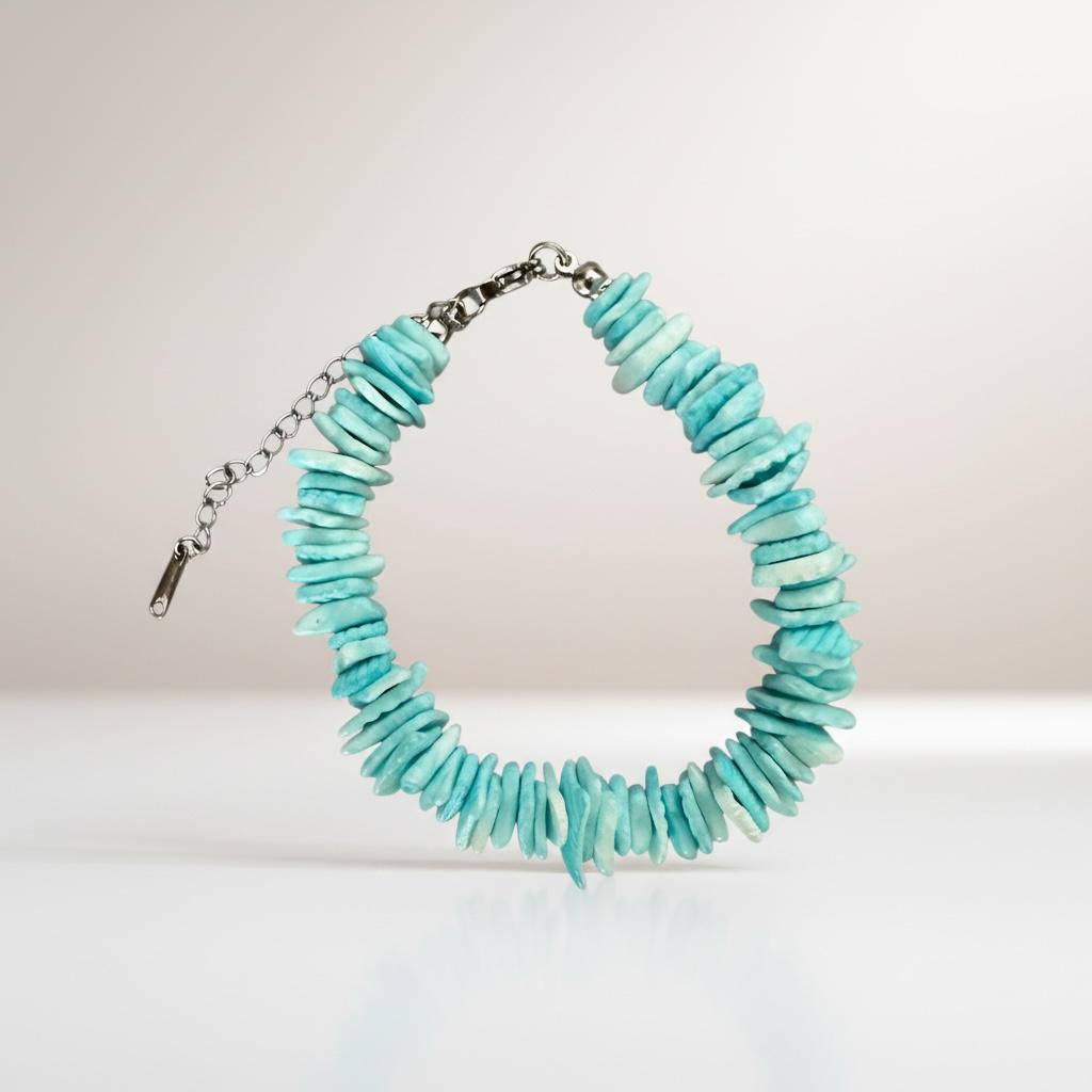 Bracciale con perle di pietra dura e acciaio inossidabile "Salina"