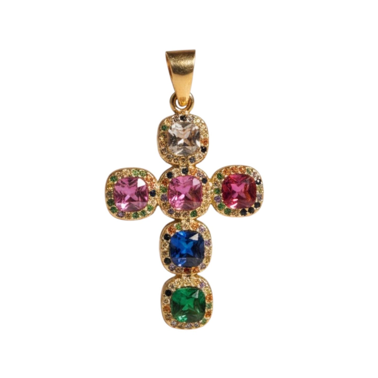 Ciondolo in acciaio inossidabile placcato oro 18k e zirconi "Maddalena"