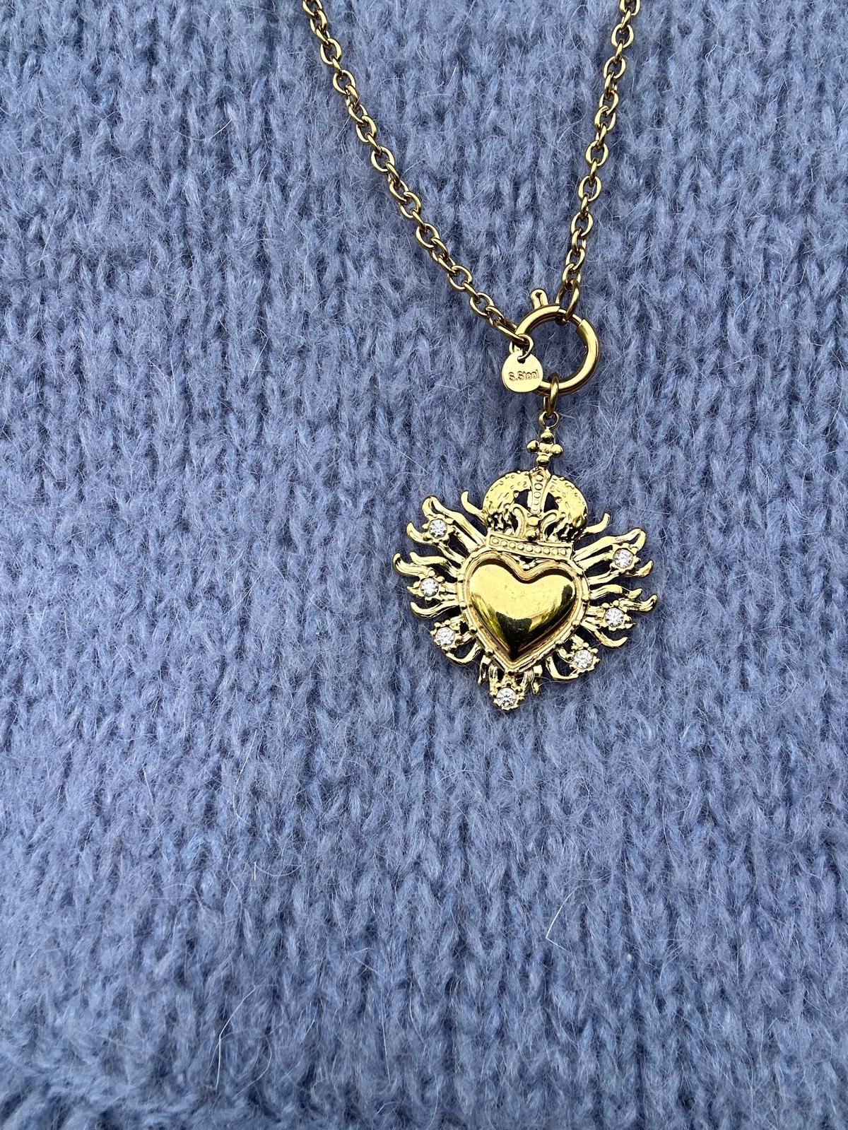 Collana in acciaio inossidabile anallergica e waterproof "Cuore Sacro"