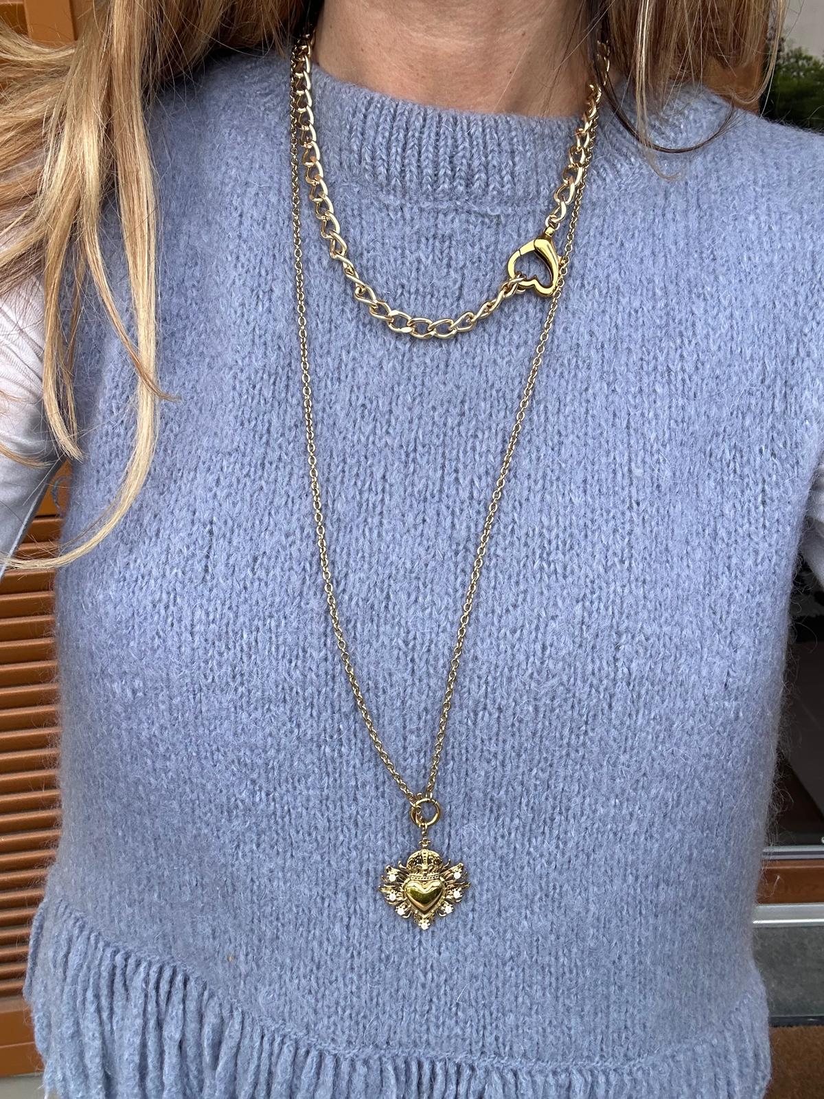 Collana in acciaio inossidabile anallergica e waterproof "Cuore Sacro"