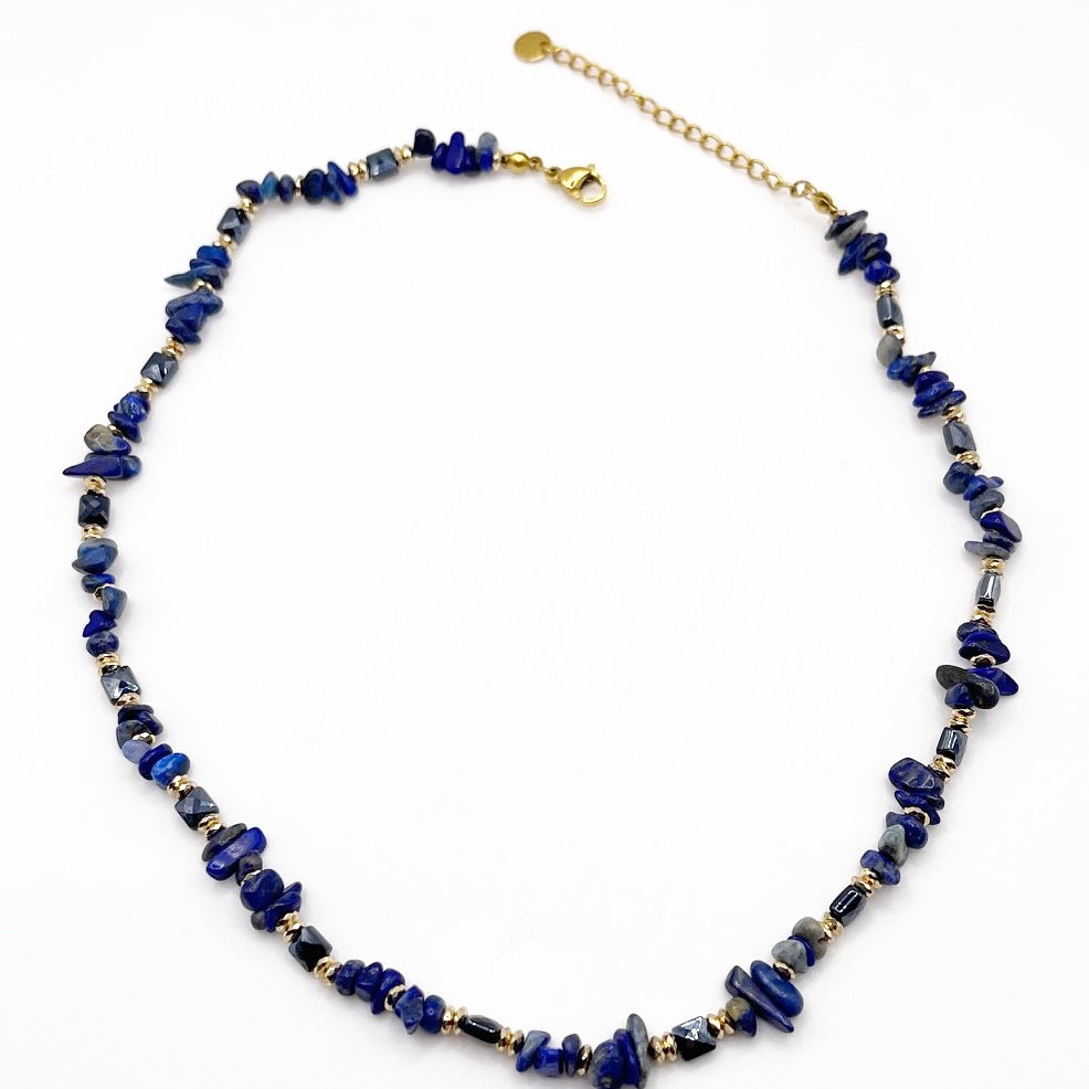 Collana in acciaio inossidabile e perle in pietra naturale "Stone"
