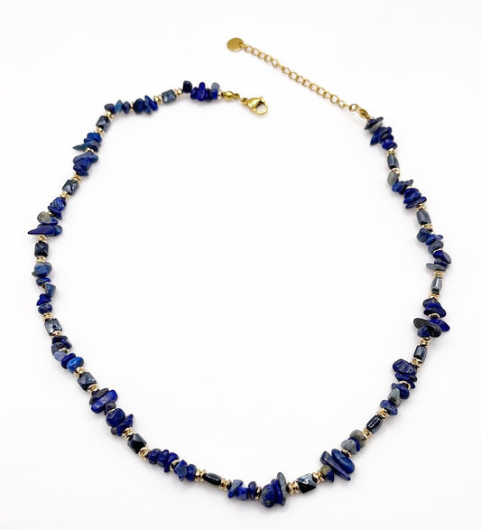 Collana in acciaio inossidabile e perle in pietra naturale "Stone"