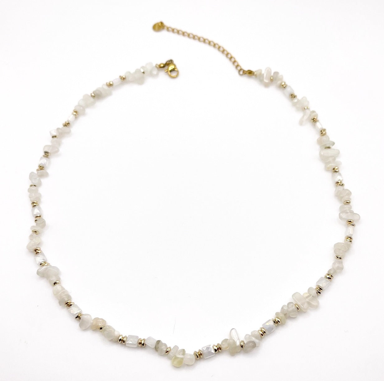 Collana in acciaio inossidabile e perle in pietra naturale "Stone"