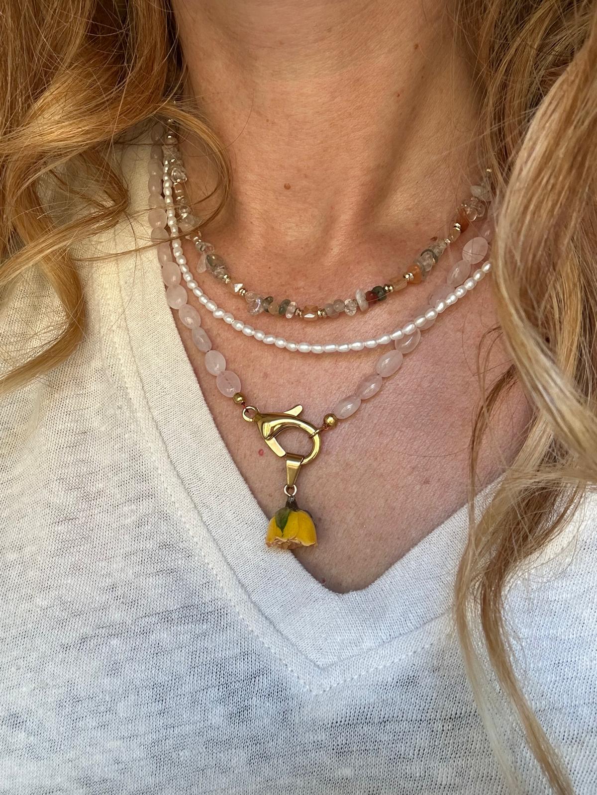 Collana in acciaio inossidabile e vere perle d'acqua dolce "Dream"