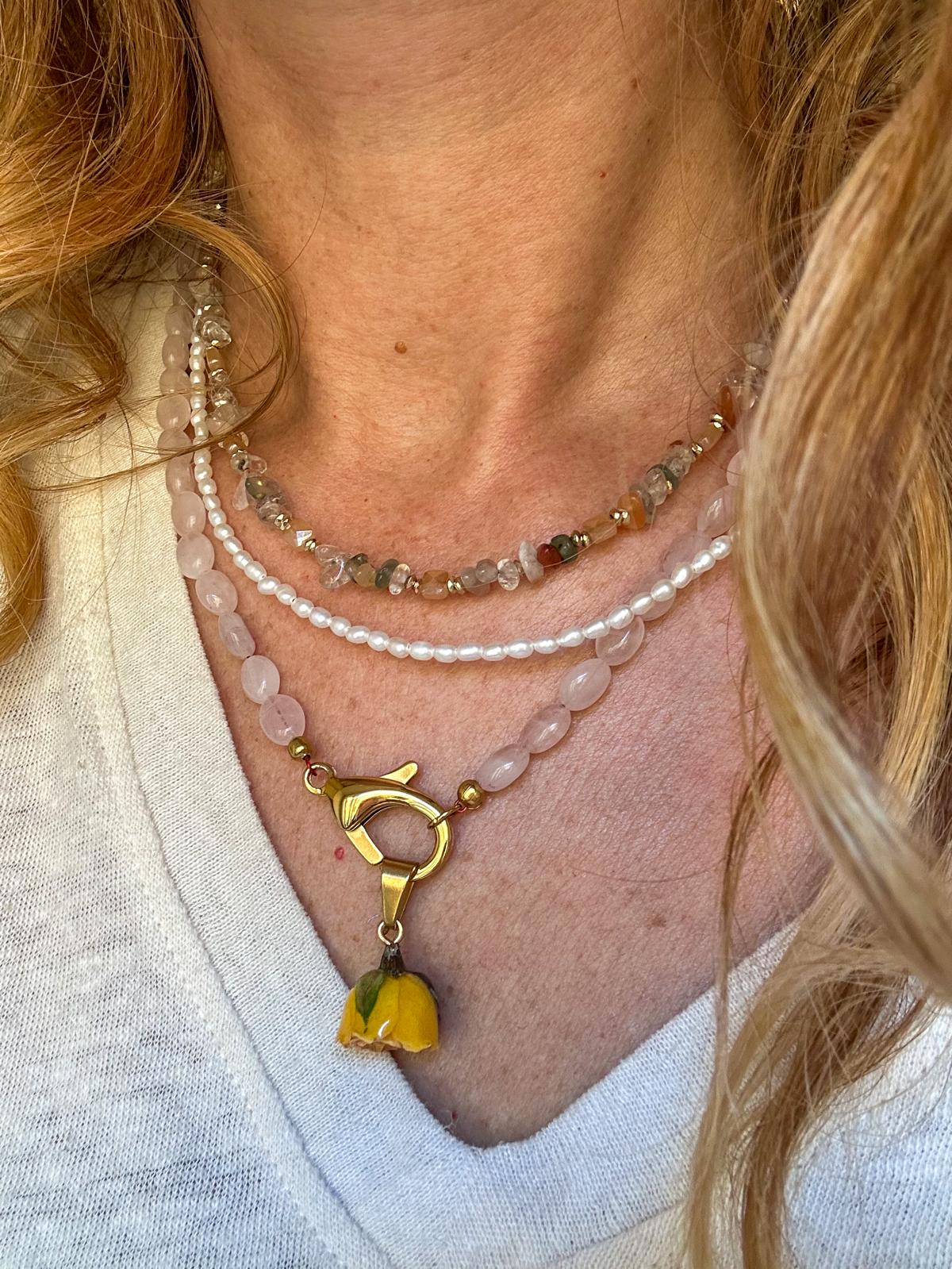 Collana in acciaio inossidabile e vere perle d'acqua dolce "Dream"