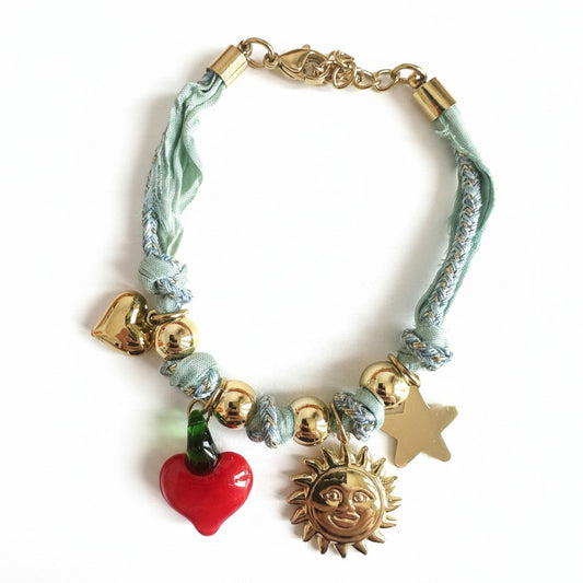 Bracciale in acciaio inossidabile anallergico e cotone "Summer"