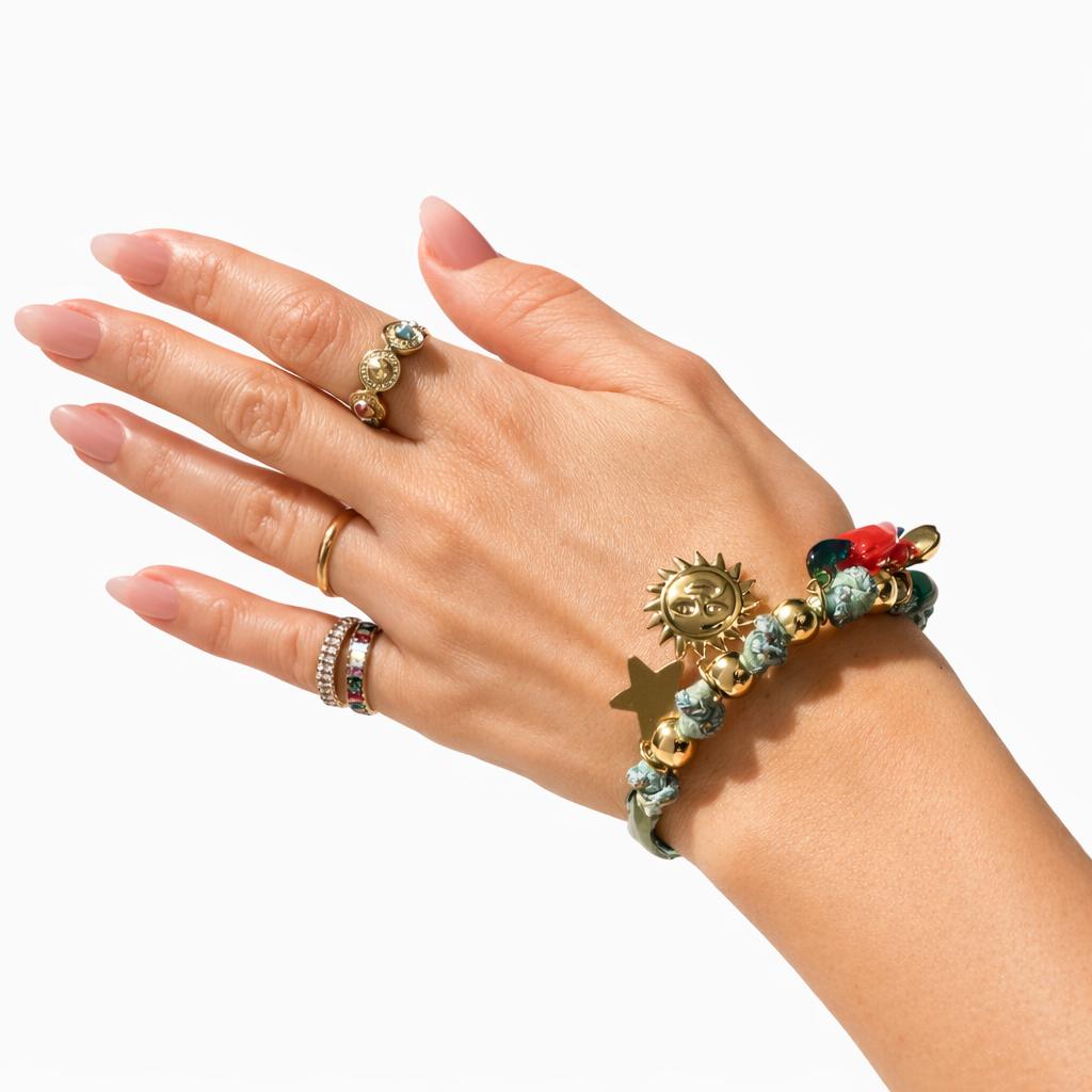 Bracciale in acciaio inossidabile anallergico e cotone "Summer"