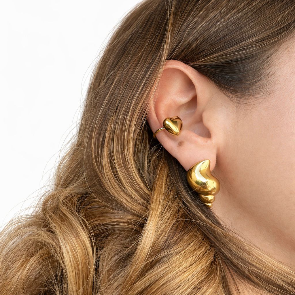Orecchini in acciaio inossidabile anallergici e waterproof placcati oro 18K "Marea"