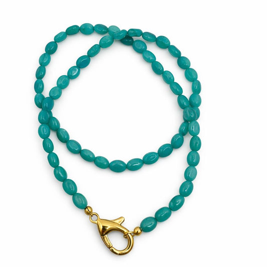 Collana in acciaio inossidabile e Amazzonite "Celeste"