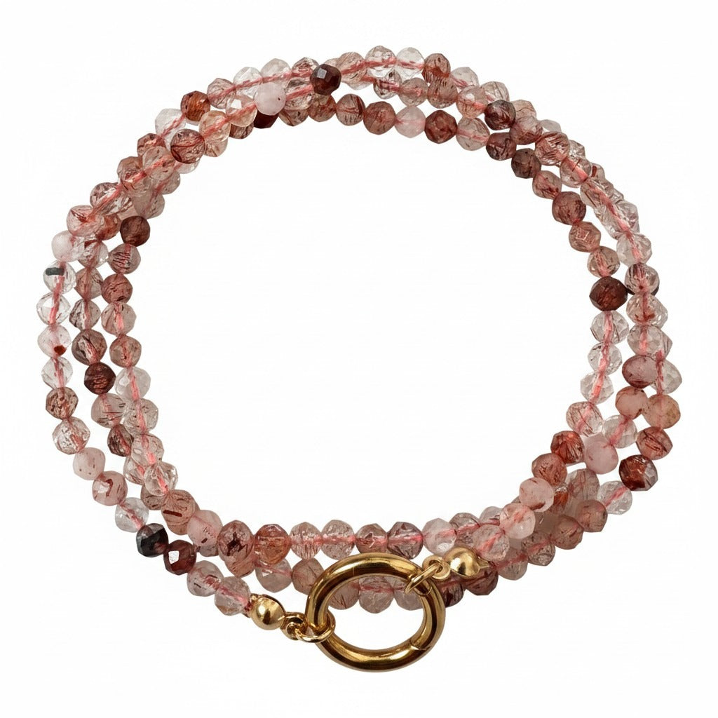 Collana in pietre naturali con moschettone porta ciondoli in acciaio inossidabile "Gemma"