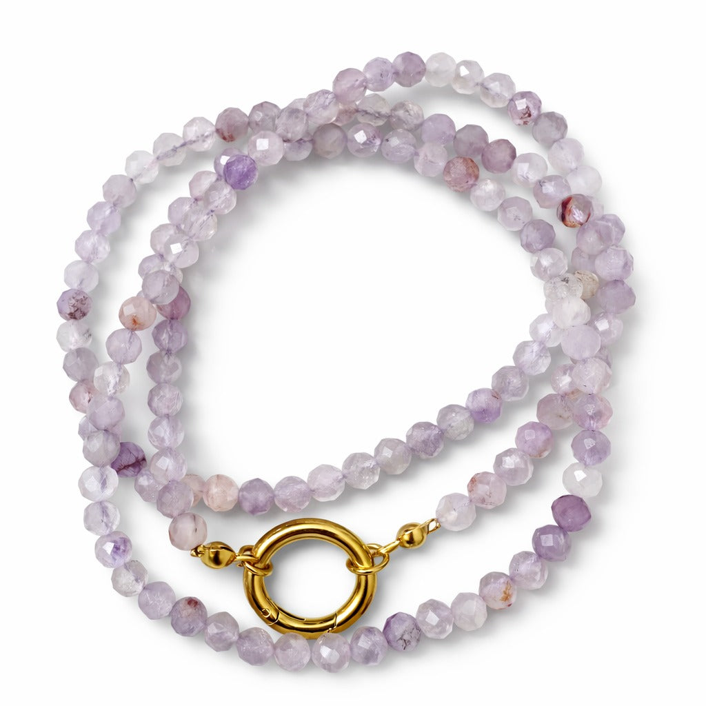 Collana in pietre naturali con moschettone porta ciondoli in acciaio inossidabile "Gemma"