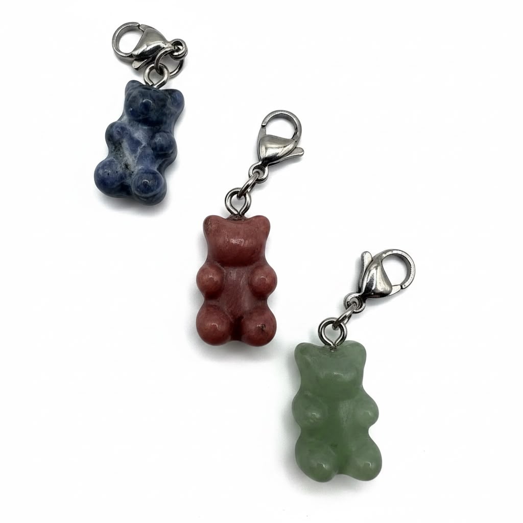 Ciondolo in acciaio inossidabile e pietra dura "Teddy"