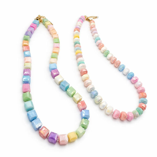 Collana in acciaio inossidabile e perle in vetro "Pastello"
