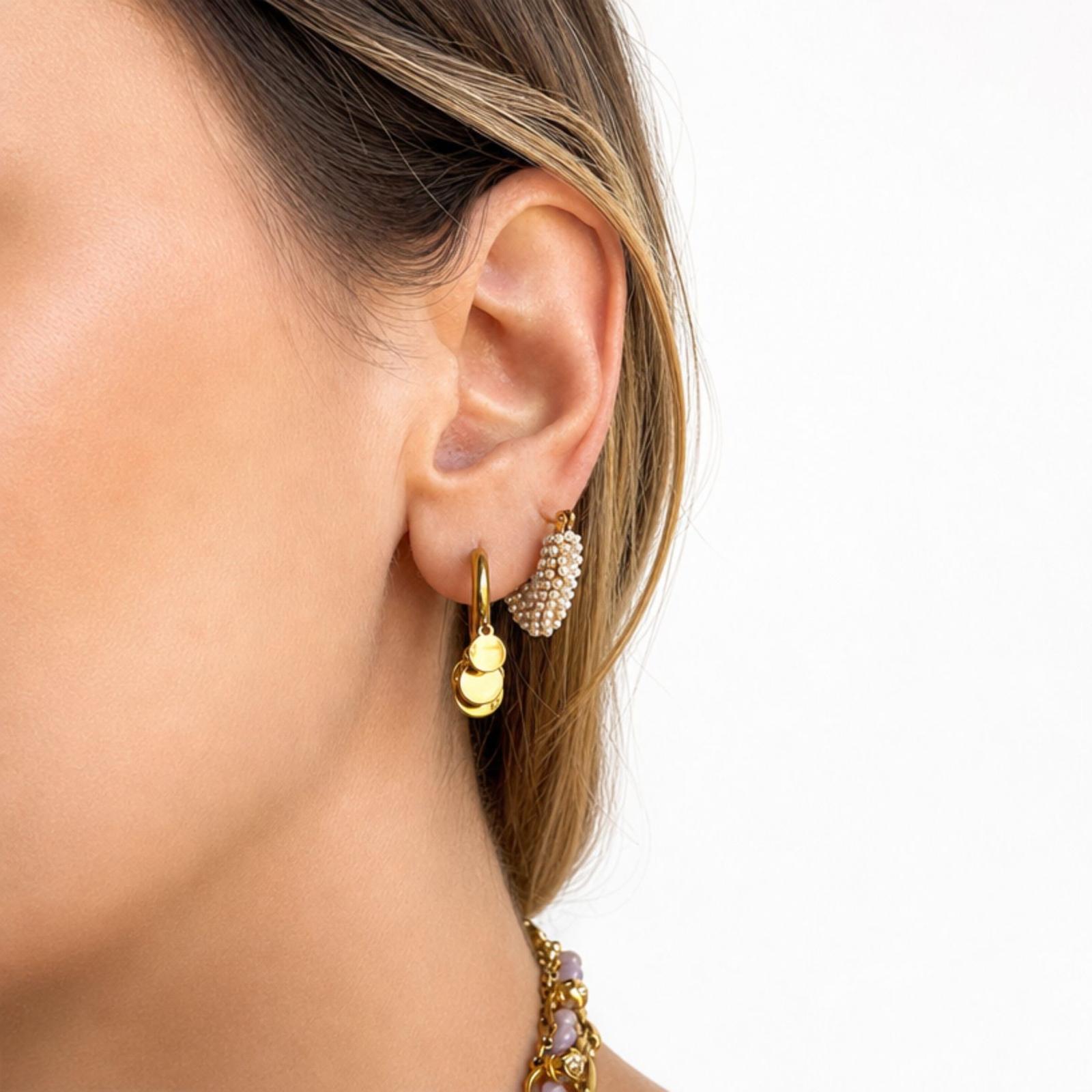 Orecchini in acciaio inossidabile anallergici e waterproof placcati oro 18K "Vittoria"