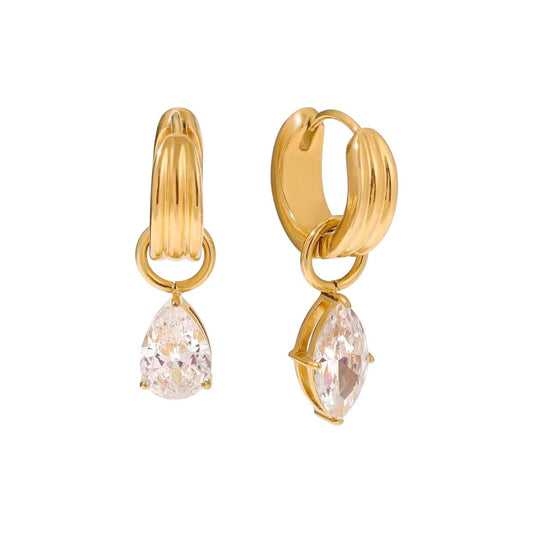 Orecchini in acciaio inossidabile anallergici e waterproof placcati oro 18K "Alba"