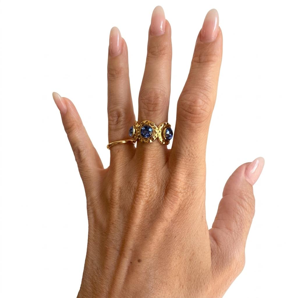 Anello regolabile, anallergico e waterproof placcato oro 18K "Iris"