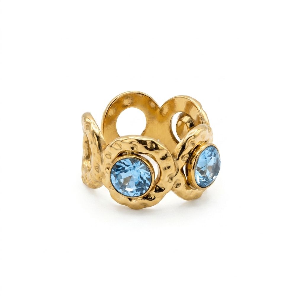 Anello regolabile, anallergico e waterproof placcato oro 18K "Iris"