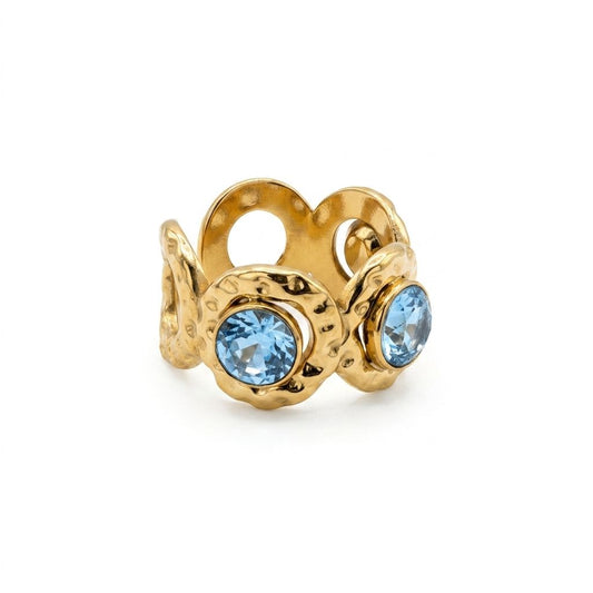 Anello regolabile, anallergico e waterproof placcato oro 18K "Iris"