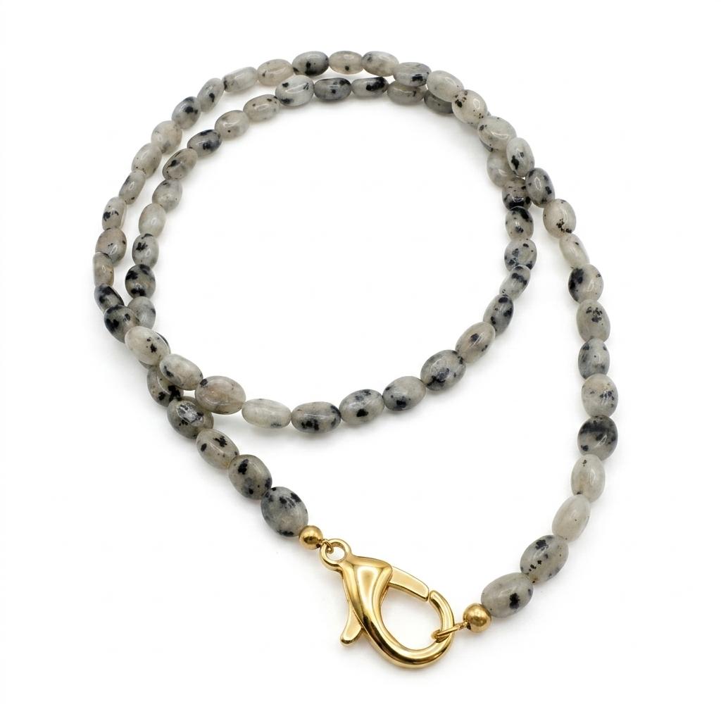 Collana in acciaio inossidabile e Giada Rossa "Grey"