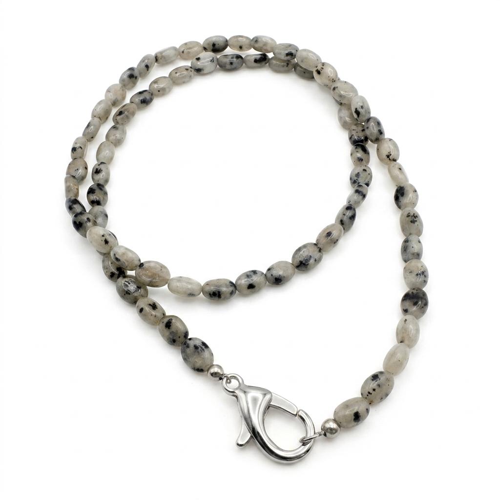 Collana in acciaio inossidabile e Giada Rossa "Grey"
