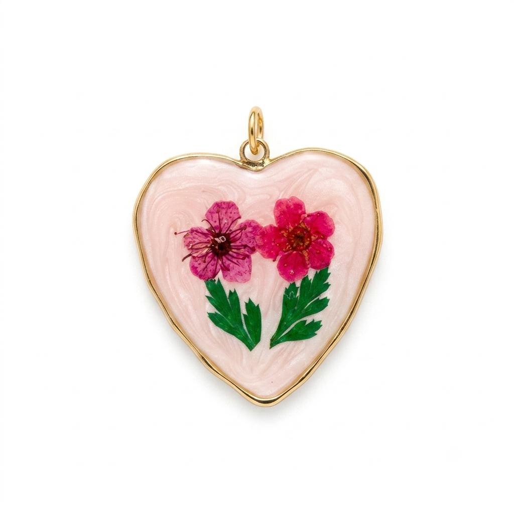Ciondolo smaltato in acciaio inossidabile placcato oro 18K "Pink"