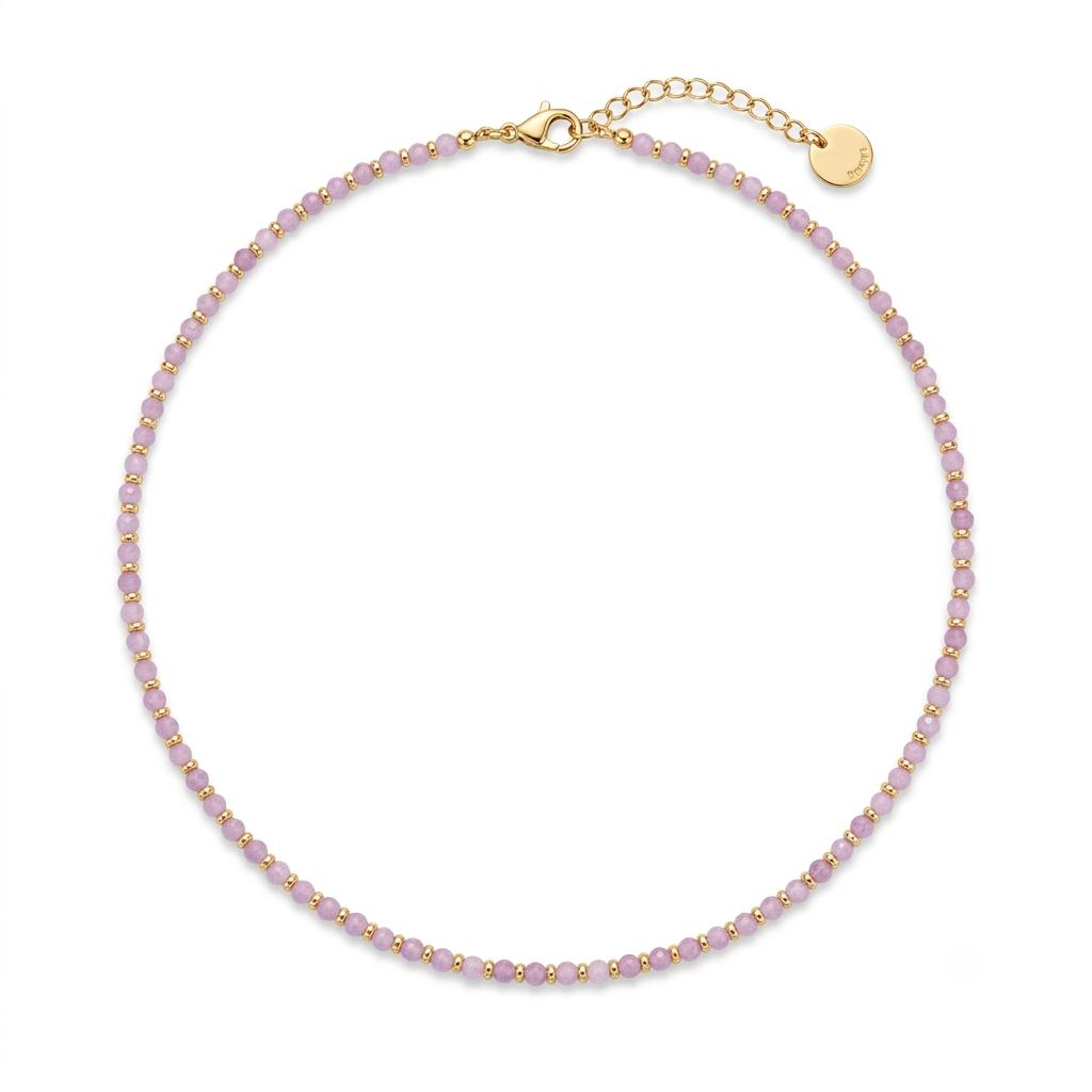 Collana in acciaio inossidabile e perline in pietra naturale "Prisma"