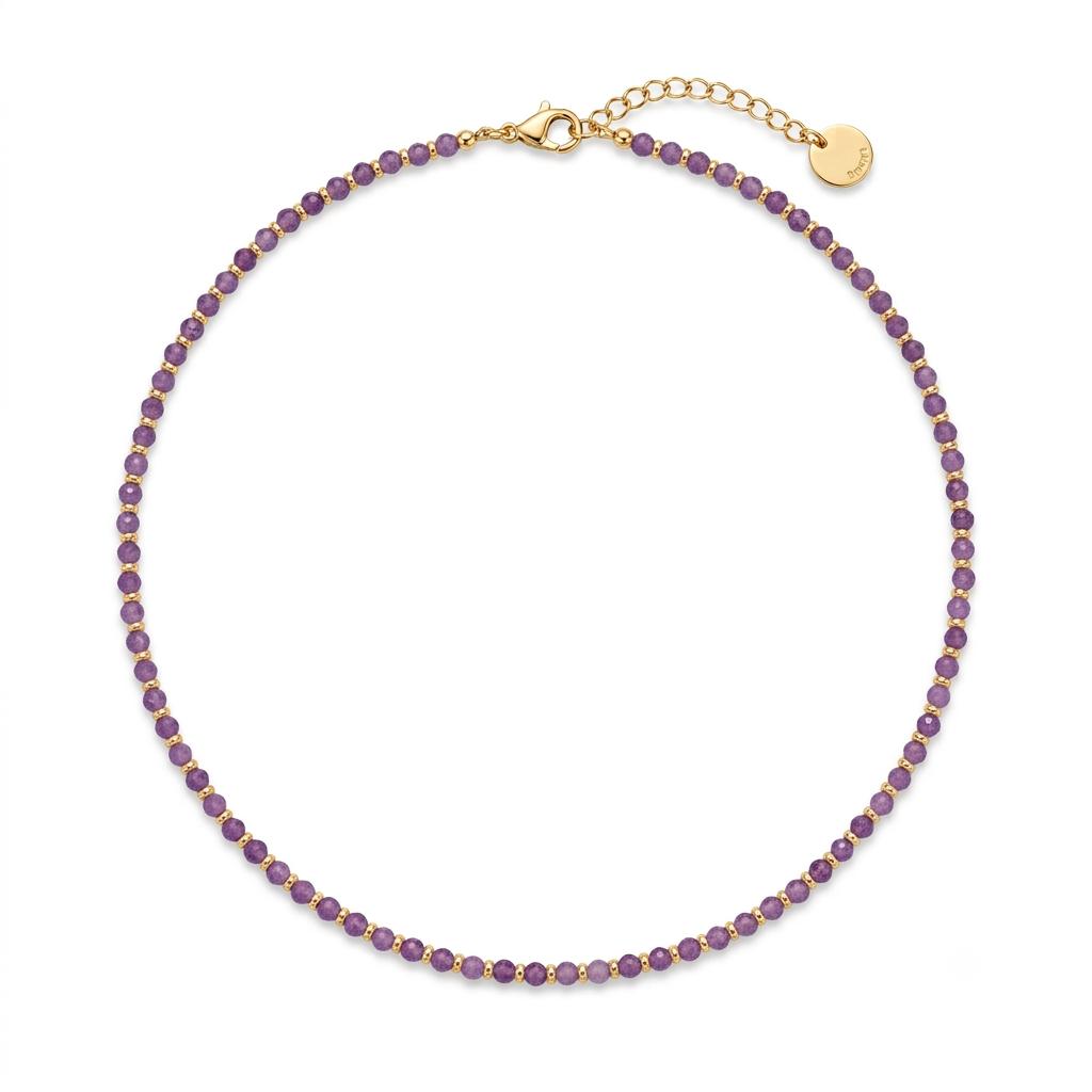Collana in acciaio inossidabile e perline in pietra naturale "Prisma"