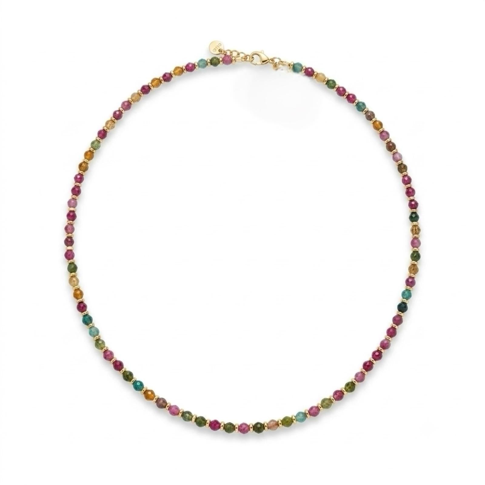 Collana in acciaio inossidabile e perline in pietra naturale "Prisma"