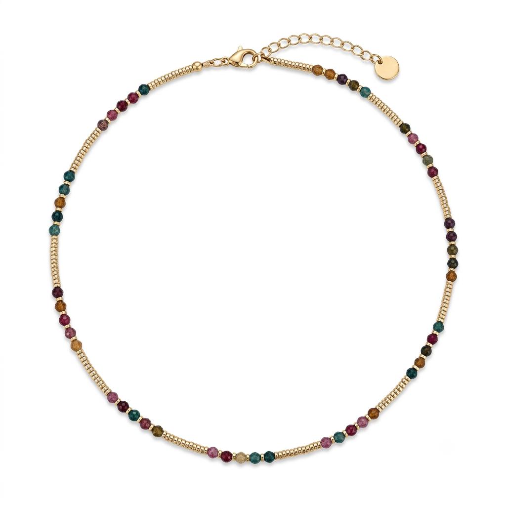 Collana in acciaio inossidabile e perline in pietra naturale "Oasi"