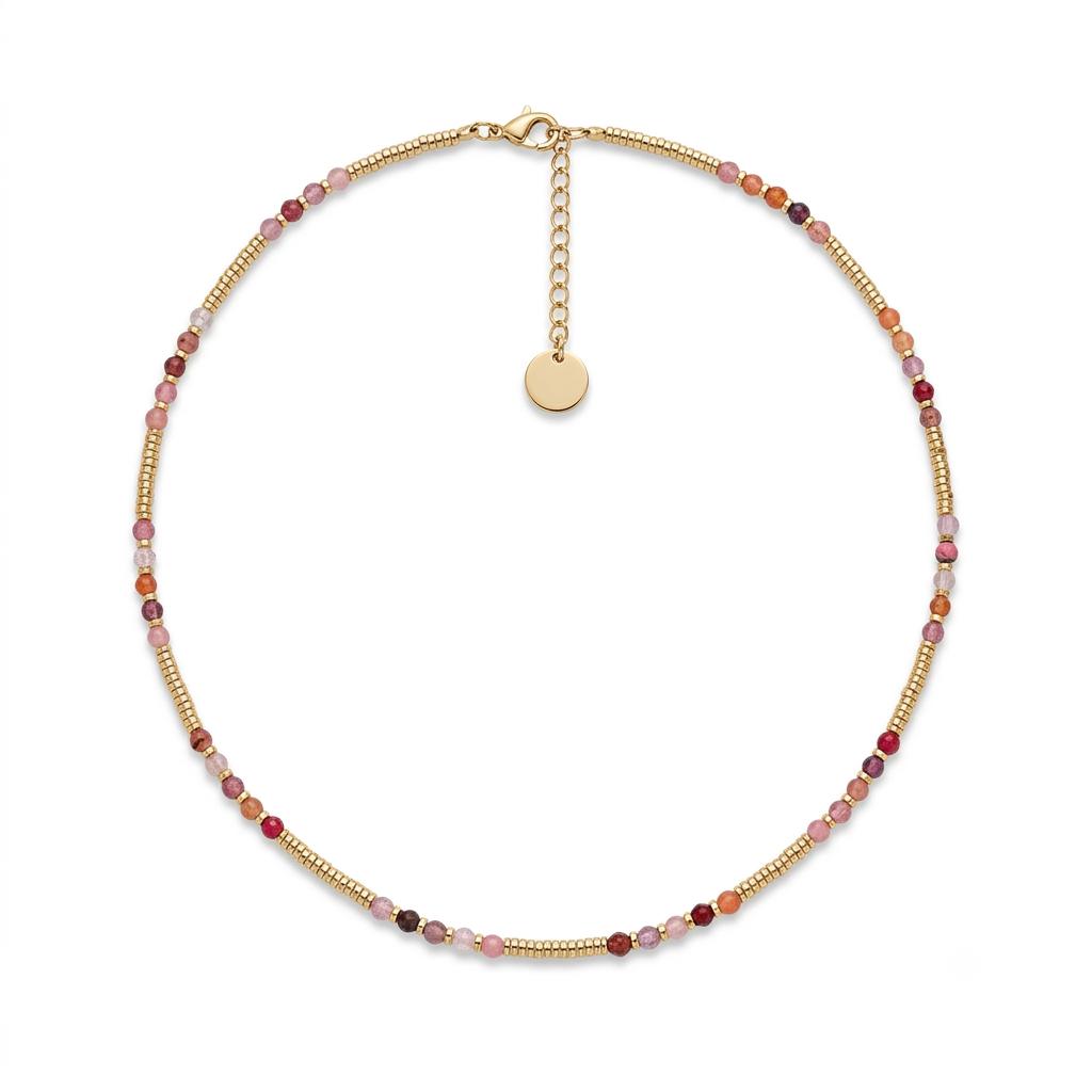 Collana in acciaio inossidabile e perline in pietra naturale "Oasi"