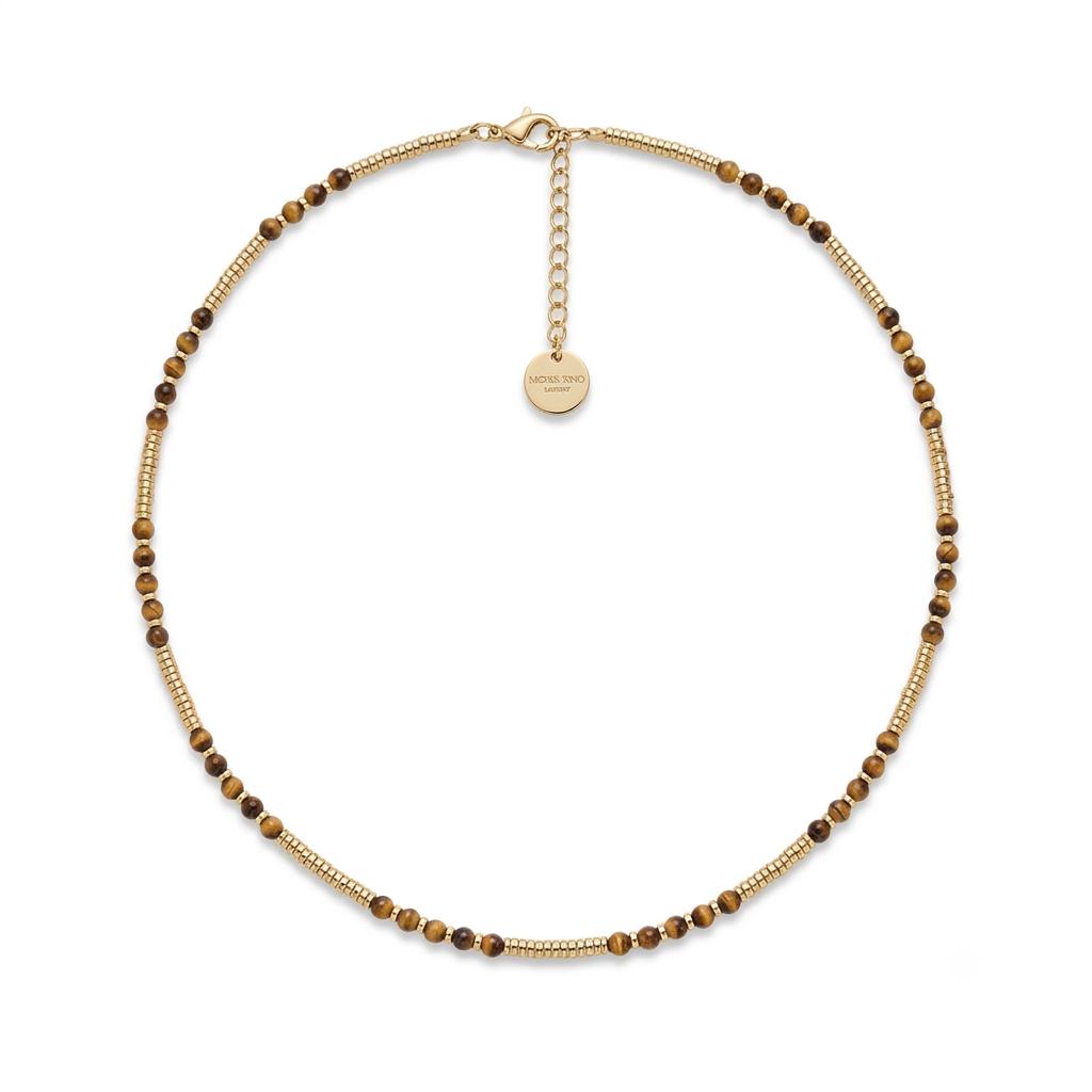 Collana in acciaio inossidabile e perline in pietra naturale "Oasi"