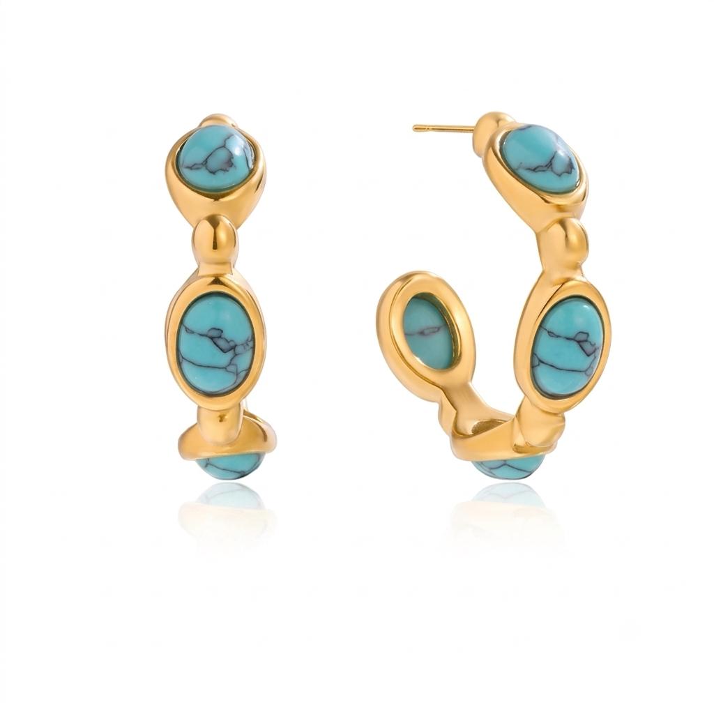 Orecchini in acciaio inossidabile anallergici e waterproof placcati oro 18K "Pardis"