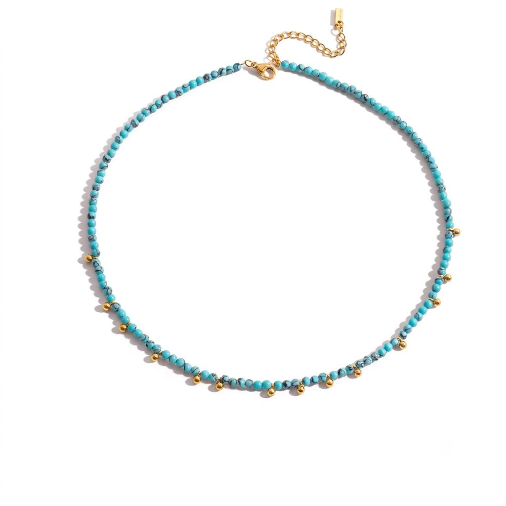 Collana in acciaio inossidabile e turchese "Azzurra"