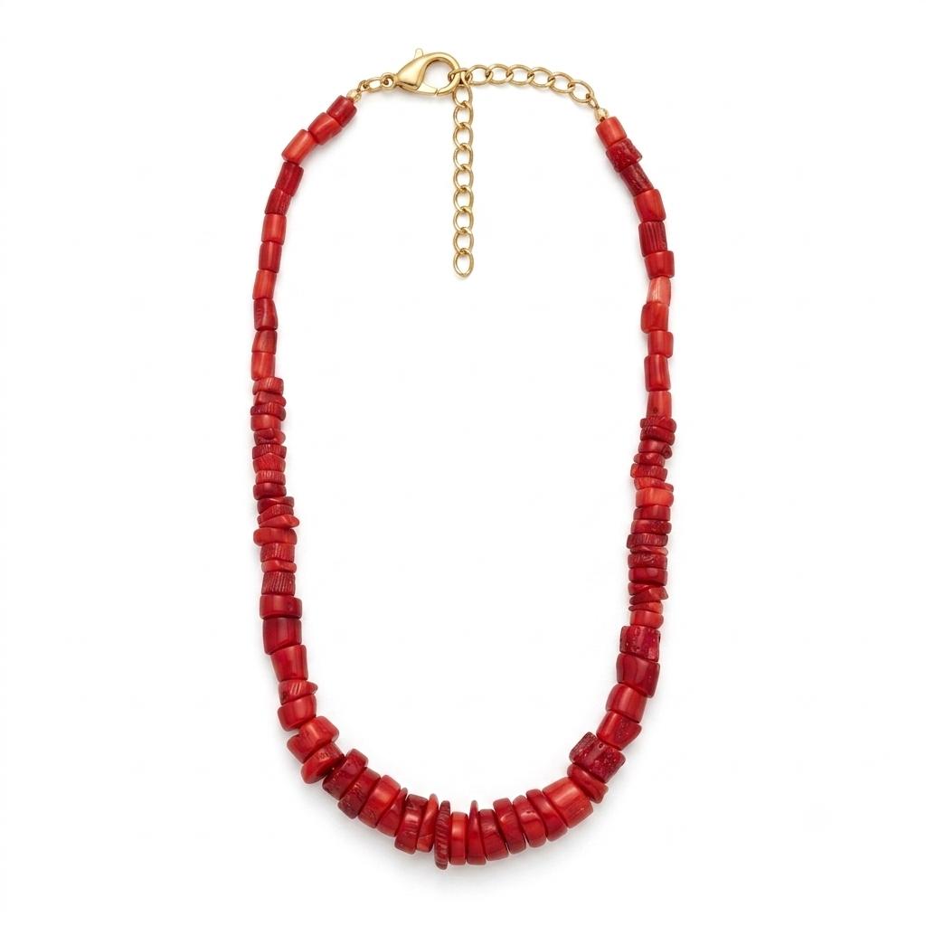 Collana in acciaio inossidabile e Corallo "Fiammetta"